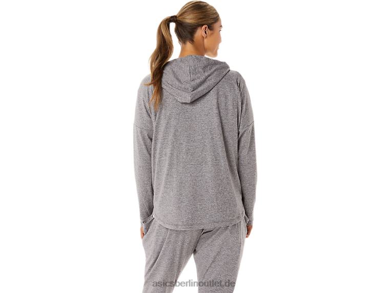 Damen-Kapuzenpullover aus weichem Stretch-Strick mit durchgehendem Reißverschluss BL4N2937Asics Rauchschattenheide