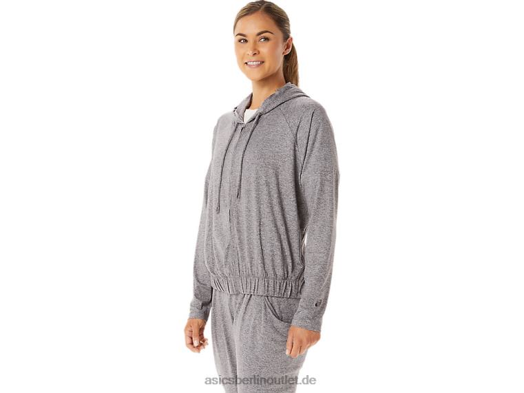 Damen-Kapuzenpullover aus weichem Stretch-Strick mit durchgehendem Reißverschluss BL4N2937Asics Rauchschattenheide