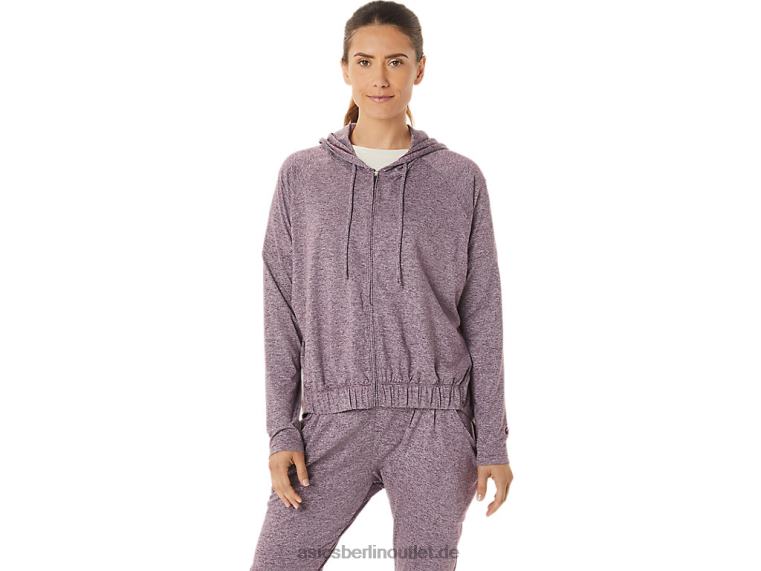 Damen-Kapuzenpullover aus weichem Stretch-Strick mit durchgehendem Reißverschluss BL4N2939Asics tiefes Marsheidekraut