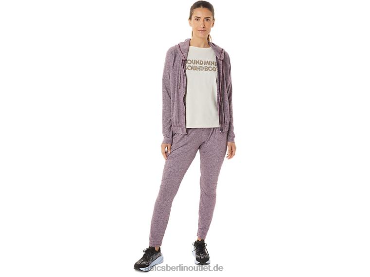 Damen-Kapuzenpullover aus weichem Stretch-Strick mit durchgehendem Reißverschluss BL4N2939Asics tiefes Marsheidekraut