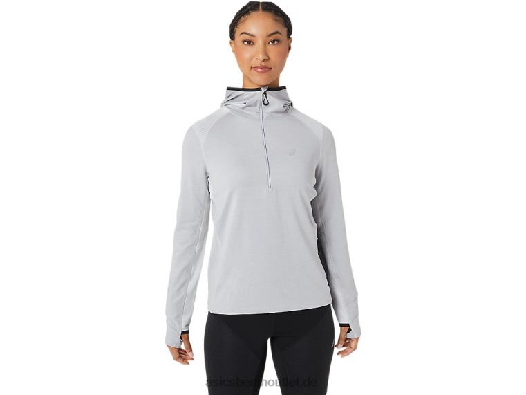 Langärmliger Kapuzenpullover für den Winterlauf für Damen BL4N2764Asics gletschergrau meliert/schwarz