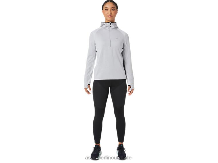 Langärmliger Kapuzenpullover für den Winterlauf für Damen BL4N2764Asics gletschergrau meliert/schwarz