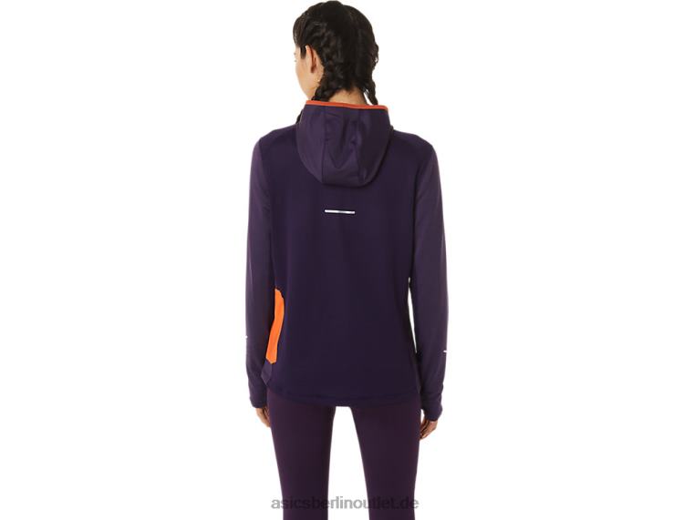 Langärmliger Kapuzenpullover für den Winterlauf für Damen BL4N2791Asics Nachtschatten-Heidekraut/Nova-Orange