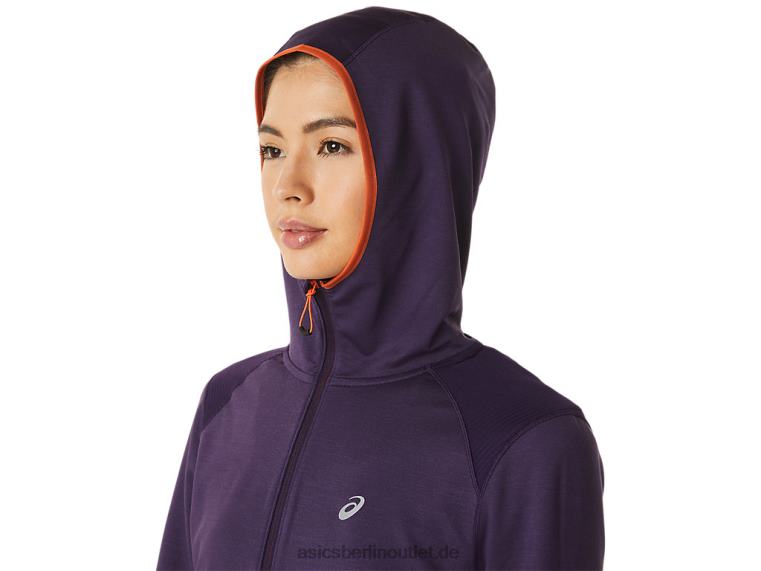 Langärmliger Kapuzenpullover für den Winterlauf für Damen BL4N2791Asics Nachtschatten-Heidekraut/Nova-Orange