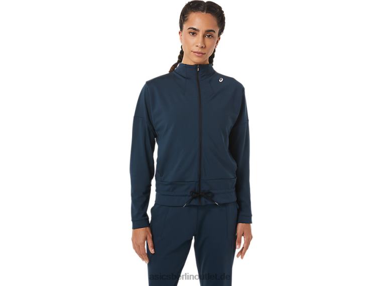 Damen-Tennisjacke BL4N3280Asics Französisches Blau/Performance-Schwarz