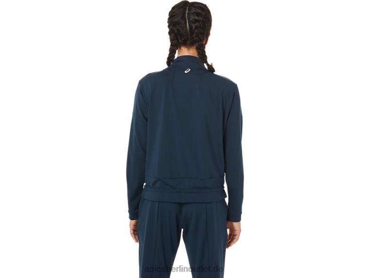 Damen-Tennisjacke BL4N3280Asics Französisches Blau/Performance-Schwarz