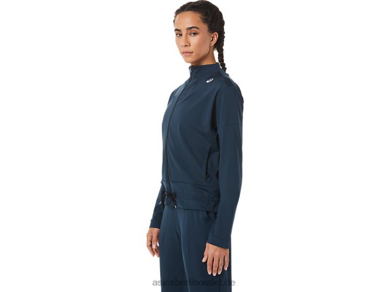 Damen-Tennisjacke BL4N3280Asics Französisches Blau/Performance-Schwarz