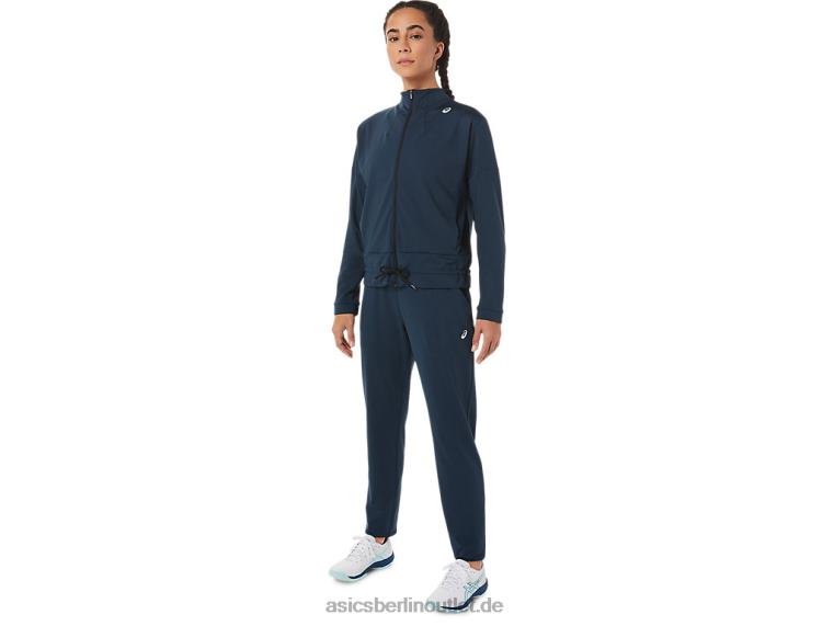 Damen-Tennisjacke BL4N3280Asics Französisches Blau/Performance-Schwarz