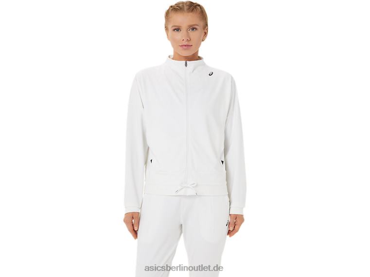 Damen-Tennisjacke BL4N3286Asics strahlend weiß/schwarz