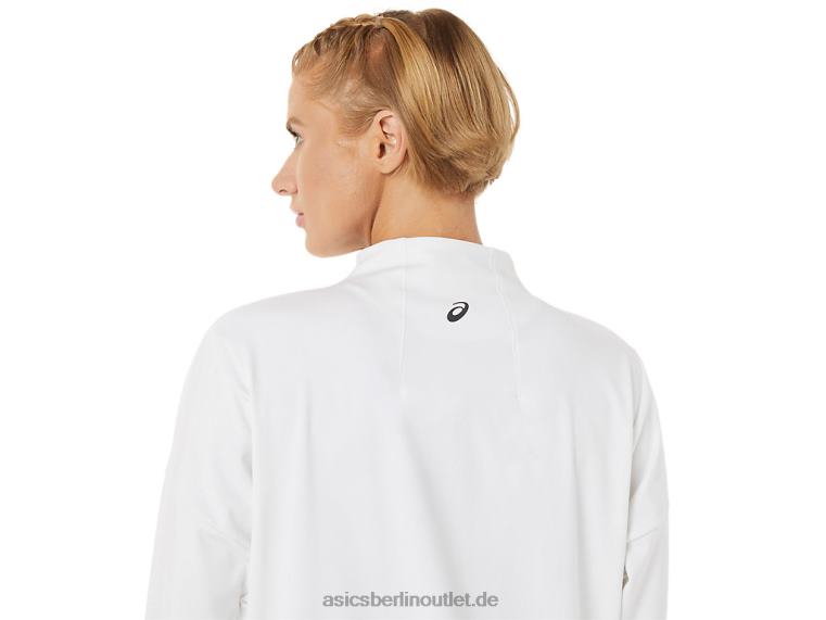 Damen-Tennisjacke BL4N3286Asics strahlend weiß/schwarz