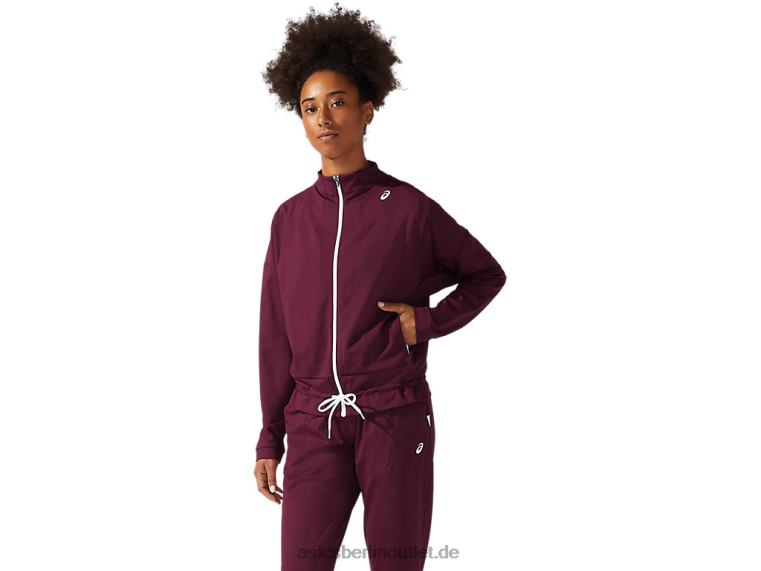 Damen-Tennisjacke BL4N3815Asics tiefes Mars/brillantes Weiß