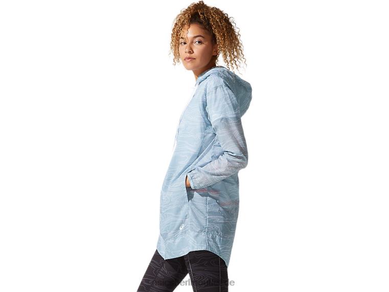 Luftige, gewebte lange Damenjacke BL4N4029Asics rauchblau