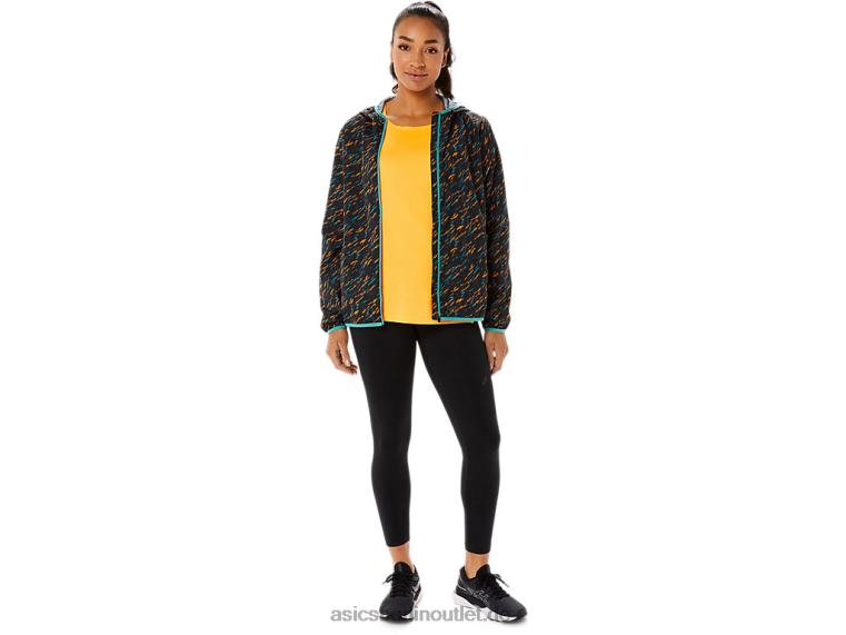 Packbare Damenjacke BL4N3399Asics Nachtschatten/Salbei-Druck