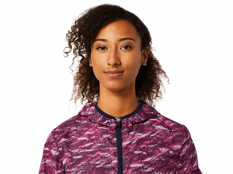 Packbare Damenjacke BL4N3718Asics Tiefer Mars-Print/Peacoat