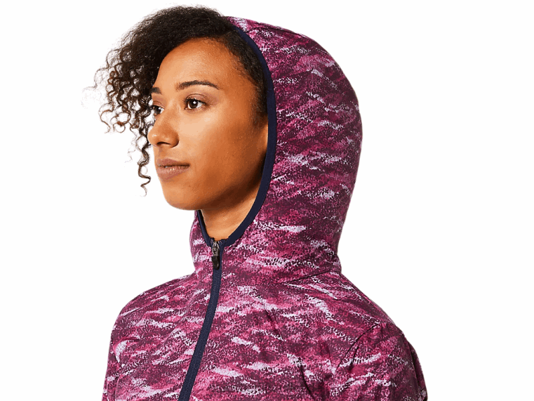 Packbare Damenjacke BL4N3718Asics Tiefer Mars-Print/Peacoat
