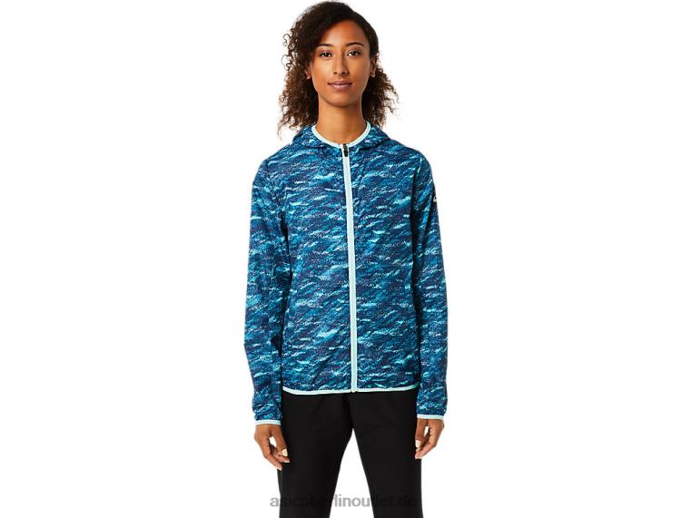 Packbare Damenjacke BL4N3852Asics Blaugrüner Aufdruck/frisches Eis