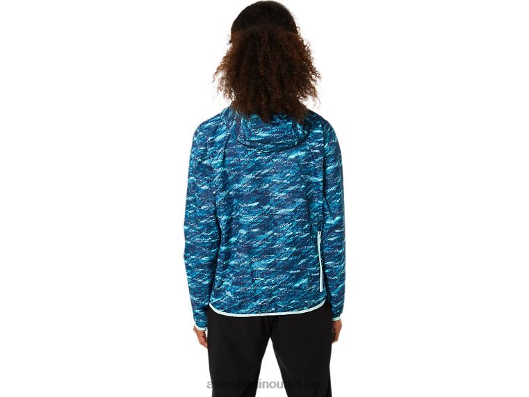 Packbare Damenjacke BL4N3852Asics Blaugrüner Aufdruck/frisches Eis