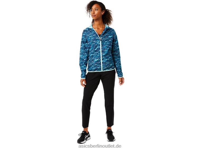Packbare Damenjacke BL4N3852Asics Blaugrüner Aufdruck/frisches Eis