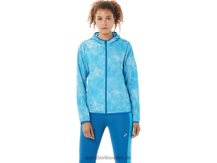 Packbare Damenjacke BL4N3939Asics Aqua-Engel-Druck/wiedergeborenes Blau