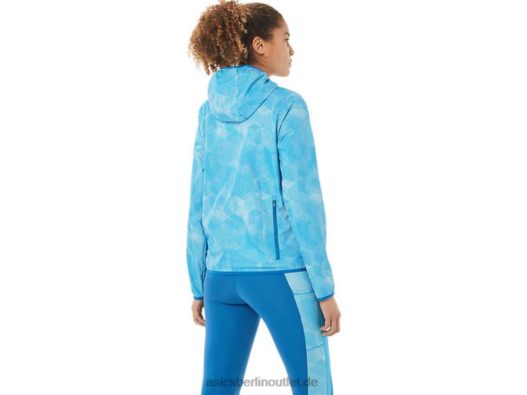 Packbare Damenjacke BL4N3939Asics Aqua-Engel-Druck/wiedergeborenes Blau