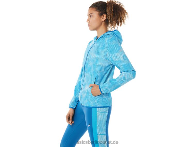 Packbare Damenjacke BL4N3939Asics Aqua-Engel-Druck/wiedergeborenes Blau