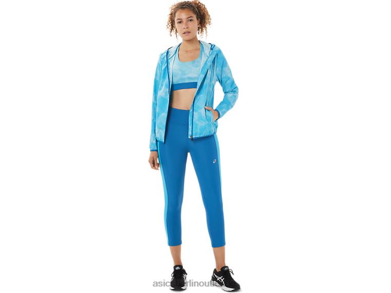 Packbare Damenjacke BL4N3939Asics Aqua-Engel-Druck/wiedergeborenes Blau