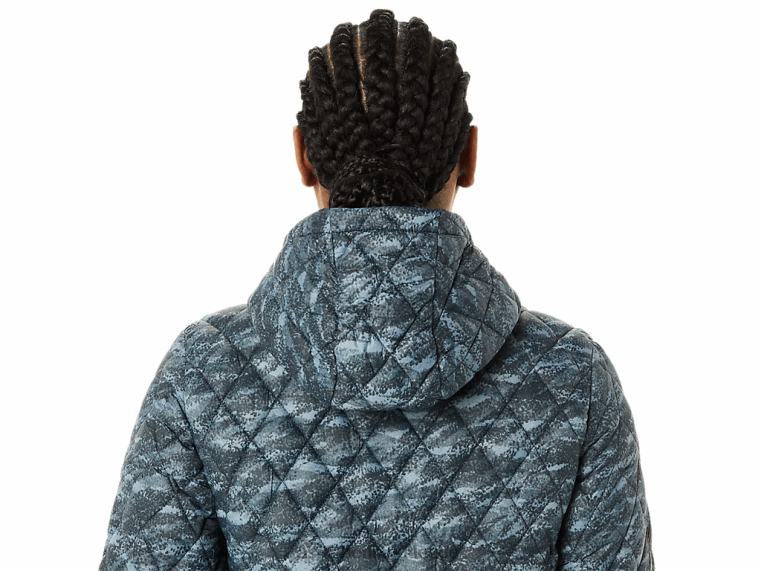 Performance-Isolierjacke für Damen BL4N3698Asics Aufdruck „Metropole/helle Lichter“.