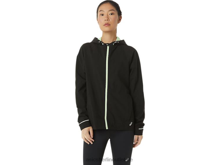 Wasserdichte Damenjacke BL4N2168Asics Performance-Schwarz/Flüstergrün