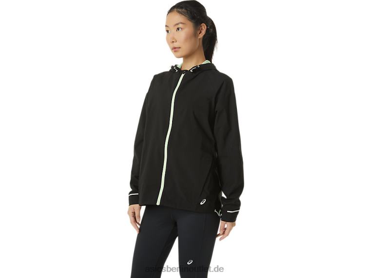 Wasserdichte Damenjacke BL4N2168Asics Performance-Schwarz/Flüstergrün