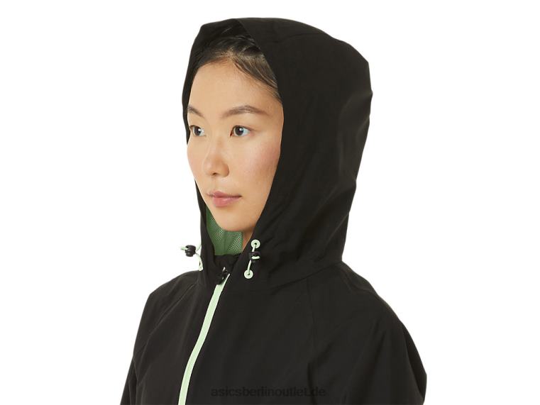 Wasserdichte Damenjacke BL4N2168Asics Performance-Schwarz/Flüstergrün