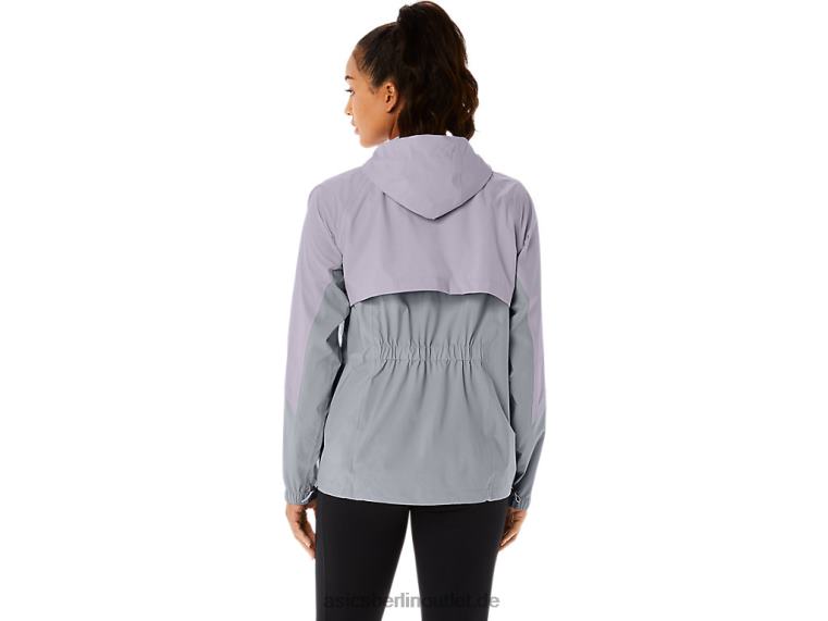 Wasserdichte Damenjacke BL4N2328Asics Piemontgrau/Dämmerungsviolett
