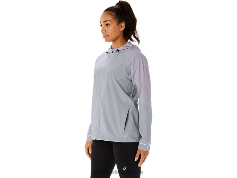 Wasserdichte Damenjacke BL4N2328Asics Piemontgrau/Dämmerungsviolett