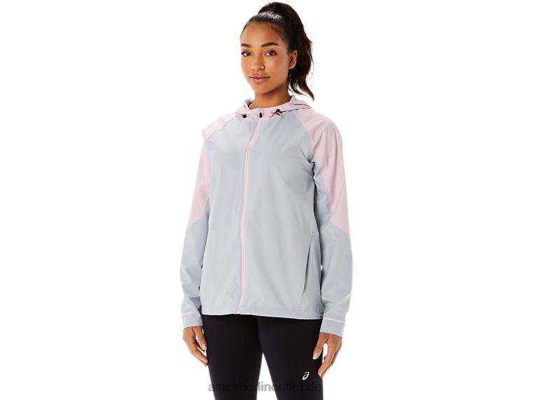 Wasserdichte Damenjacke BL4N3333Asics Piemontgrau/leicht rosa