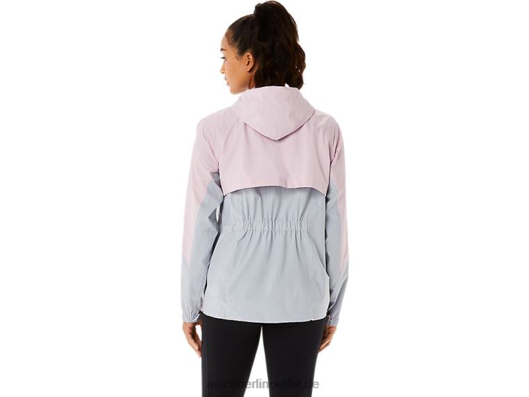 Wasserdichte Damenjacke BL4N3333Asics Piemontgrau/leicht rosa
