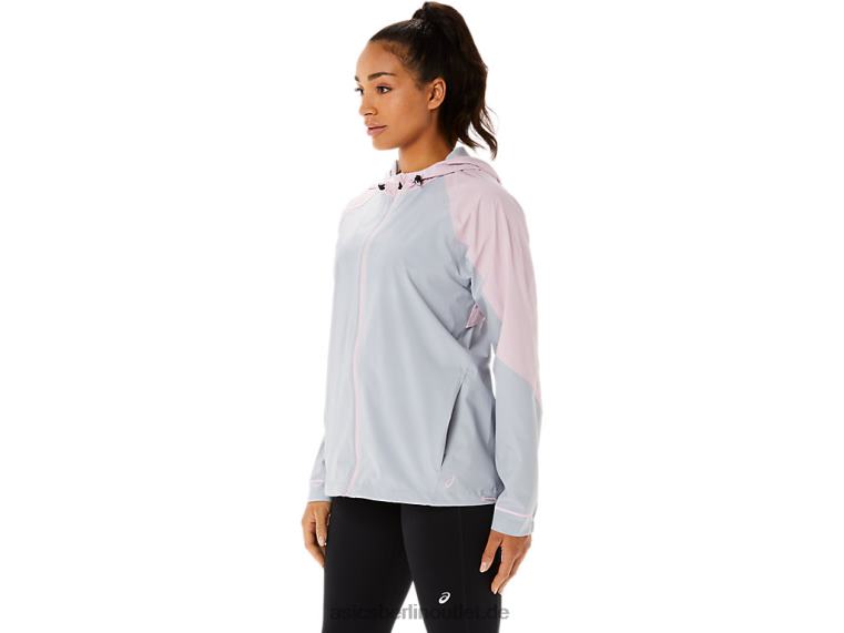 Wasserdichte Damenjacke BL4N3333Asics Piemontgrau/leicht rosa