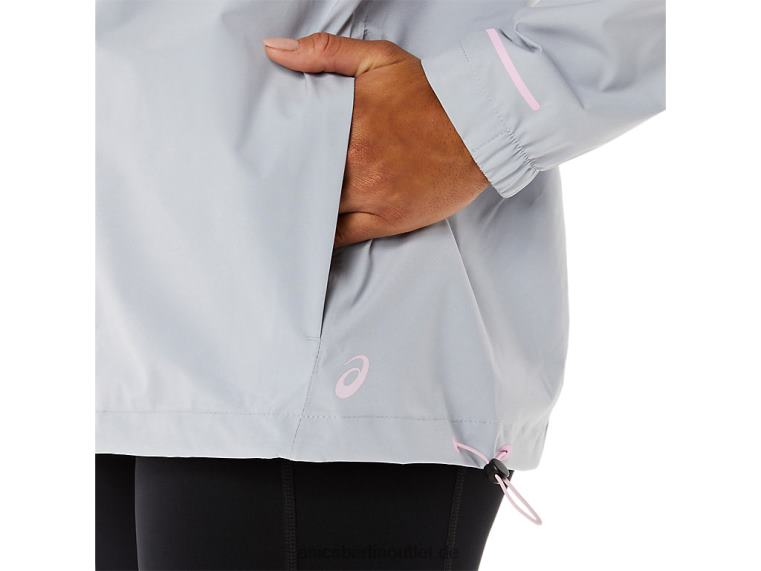 Wasserdichte Damenjacke BL4N3333Asics Piemontgrau/leicht rosa
