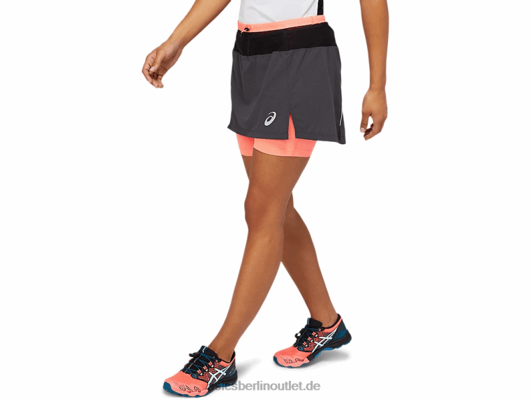 Fujitrail-Skort für Damen BL4N3845Asics Graphitgrau/flammende Koralle