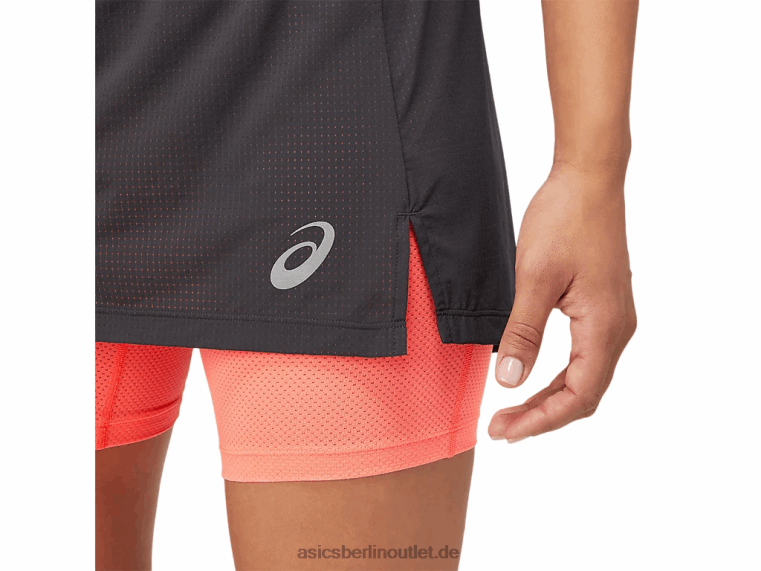 Fujitrail-Skort für Damen BL4N3845Asics Graphitgrau/flammende Koralle
