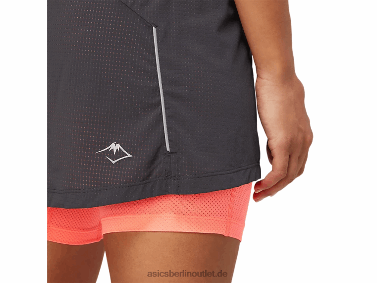 Fujitrail-Skort für Damen BL4N3845Asics Graphitgrau/flammende Koralle