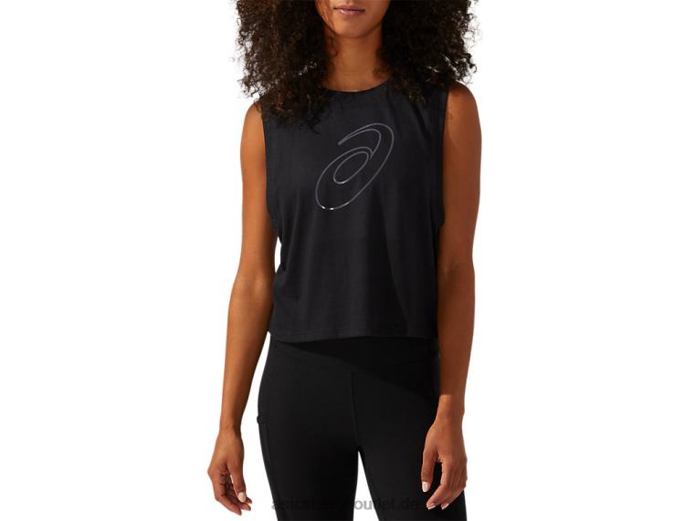 Hochglänzendes Spiral-Tanktop für Damen BL4N4165Asics Leistung schwarz