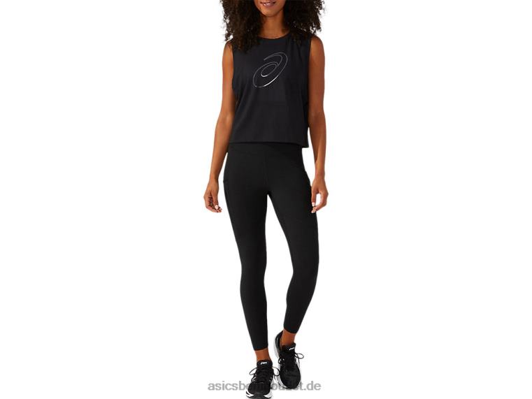 Hochglänzendes Spiral-Tanktop für Damen BL4N4165Asics Leistung schwarz