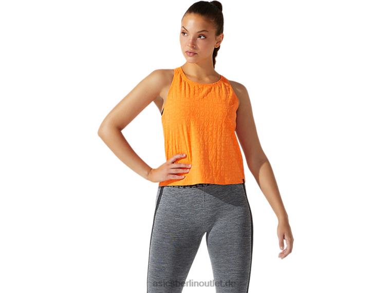 Kurz geschnittenes Jacquard-Tanktop mit Logo für Damen BL4N3942Asics Sonnenpfirsich