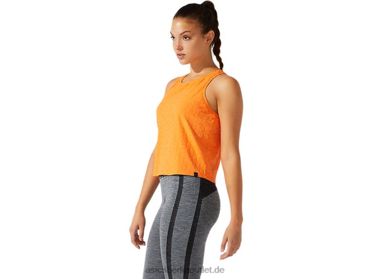 Kurz geschnittenes Jacquard-Tanktop mit Logo für Damen BL4N3942Asics Sonnenpfirsich