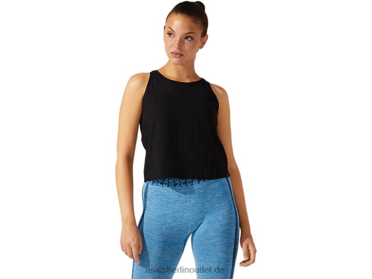 Kurz geschnittenes Jacquard-Tanktop mit Logo für Damen BL4N3965Asics Leistung schwarz