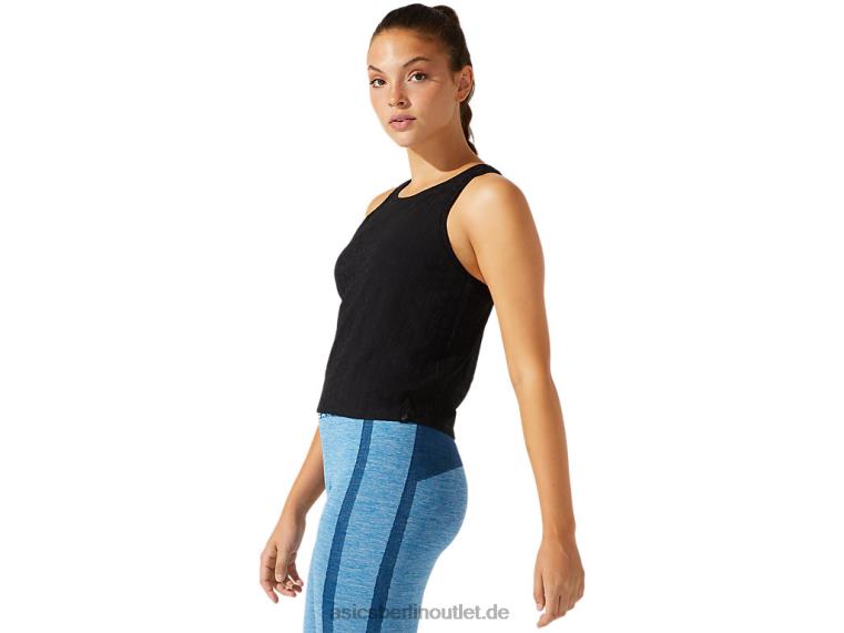 Kurz geschnittenes Jacquard-Tanktop mit Logo für Damen BL4N3965Asics Leistung schwarz