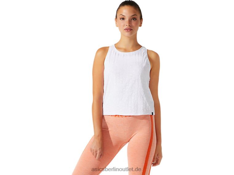 Kurz geschnittenes Jacquard-Tanktop mit Logo für Damen BL4N3966Asics strahlend weiß