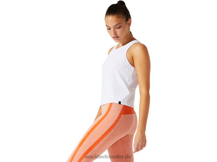 Kurz geschnittenes Jacquard-Tanktop mit Logo für Damen BL4N3966Asics strahlend weiß