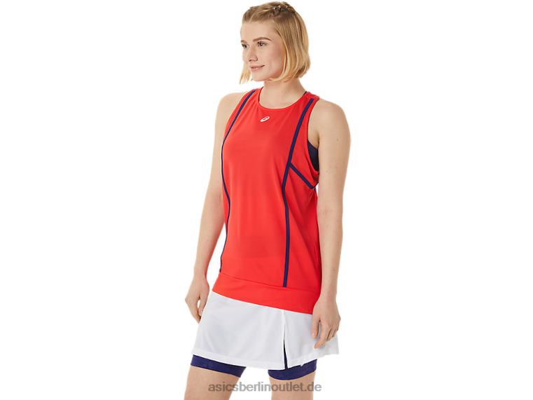 Neues, starkes 92-Tanktop für Damen BL4N3060Asics Roter Alarm/Tauchblau