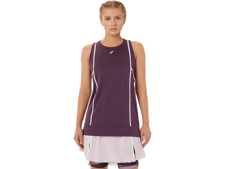 Neues, starkes 92-Tanktop für Damen BL4N3284Asics tiefes Pflaumenrot/leicht rosa