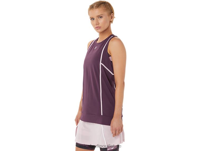 Neues, starkes 92-Tanktop für Damen BL4N3284Asics tiefes Pflaumenrot/leicht rosa